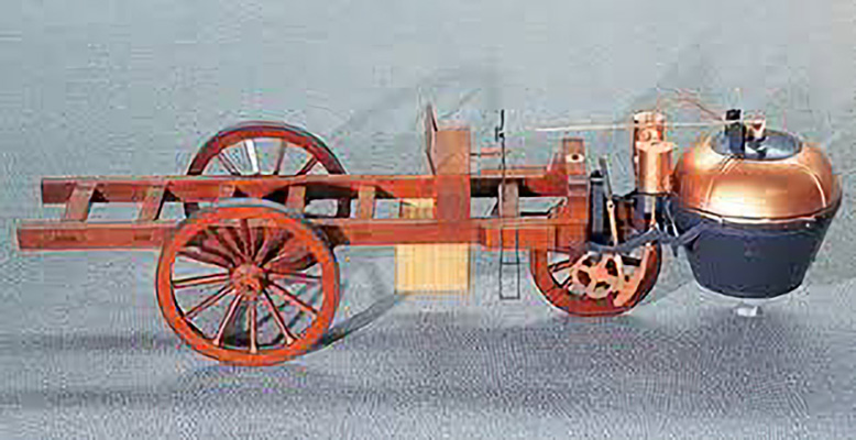 キュニョーの蒸気自動車：砲車 (1769 年・フランス)